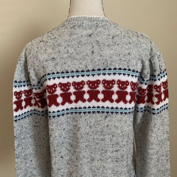 Vintage 80s Teddy Bear and Flower Acrylic Sweater KAWAII CUTE Cottage - Picture 7 of 11